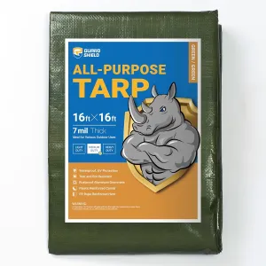 GUARD SHIELD Green Tarp Waterproof 16x16 Feet Medium Duty All Purpose Poly Tarps Cover 7mil