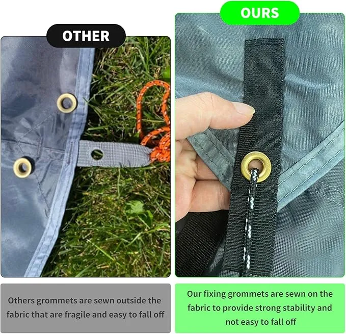 Hammock Rain Fly 10×10FT - Waterproof Camping Tarp Lightweight Tent Tarp Portable Backpacking Tarp Sheleter with UV Protection Layer for Camping Hiking Outdoor(Gray)