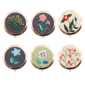 Hand Embroidery Compact Mirror Kits  Mirror Kit Embroidery Kits DIY Beginner Embroidery Kit Adults Cross Stitch Craft Gift Idea