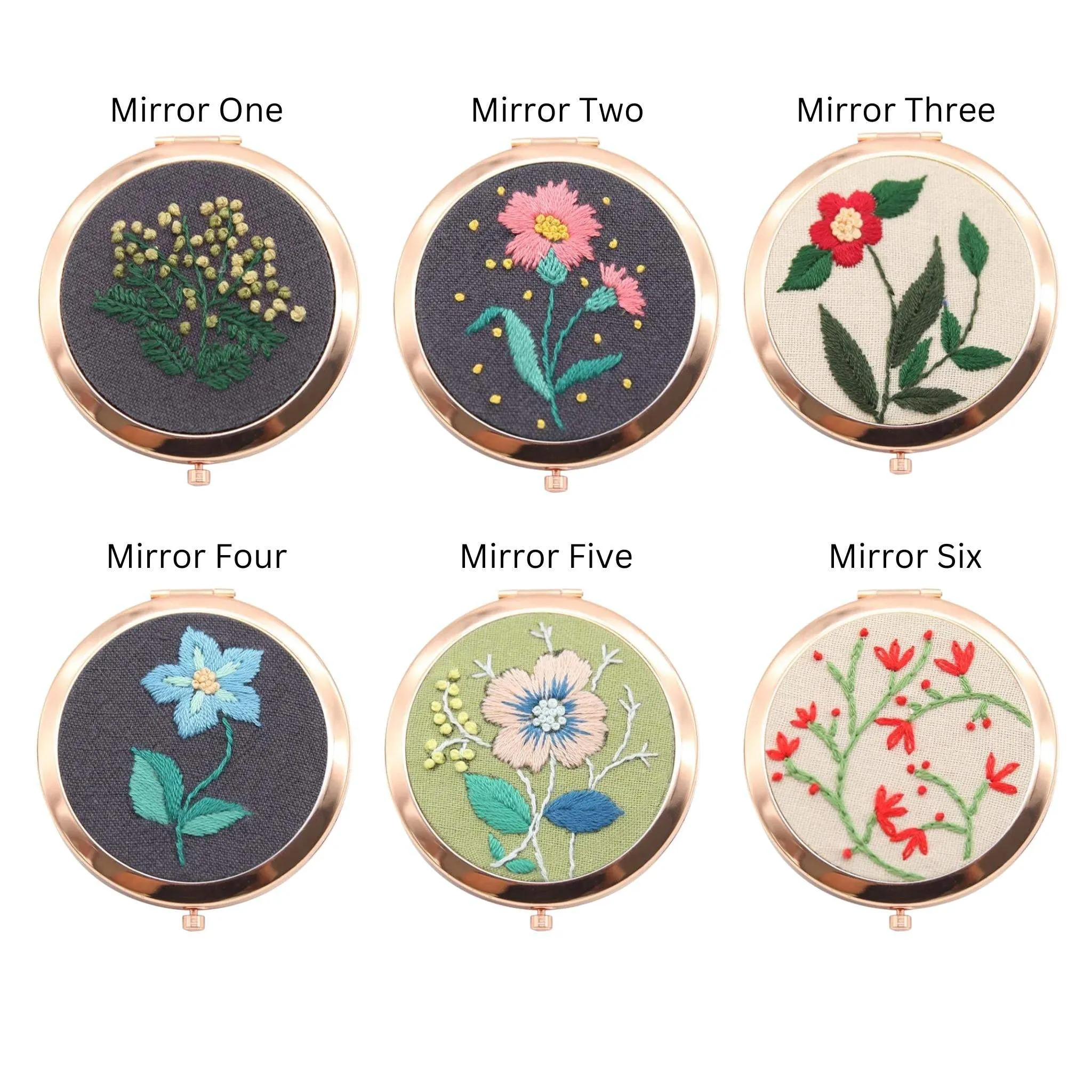 Hand Embroidery Compact Mirror Kits  Mirror Kit Embroidery Kits DIY Beginner Embroidery Kit Adults Cross Stitch Craft Gift Idea