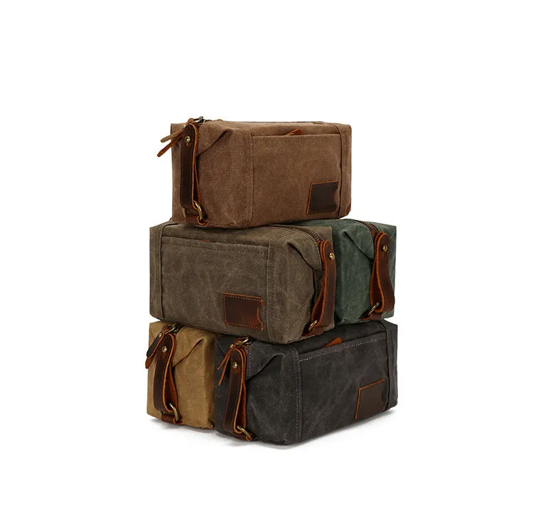 Handmade Vintage Canvas Toiletry Dopp Kit