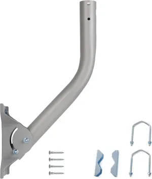 Heavy Duty Universal Adjustable Antenna Mount Pole(OD 1 11/16", Length 17 1/4"), Pole Mounting Bracket for Wall Eave Roof, Compatible with Antenna, Weather Station and WiFi Extender, with U-Bolt Kit