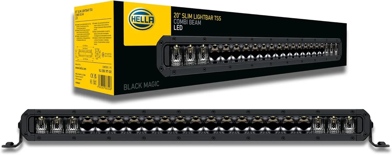 Hella Black Magic Tough 20 Inch Slim LED Light Bar - Performance High Beam Off-Road Light for Pickup Trucks, ATV, SUV, 4x4, Jeep, Tractors / 358197301