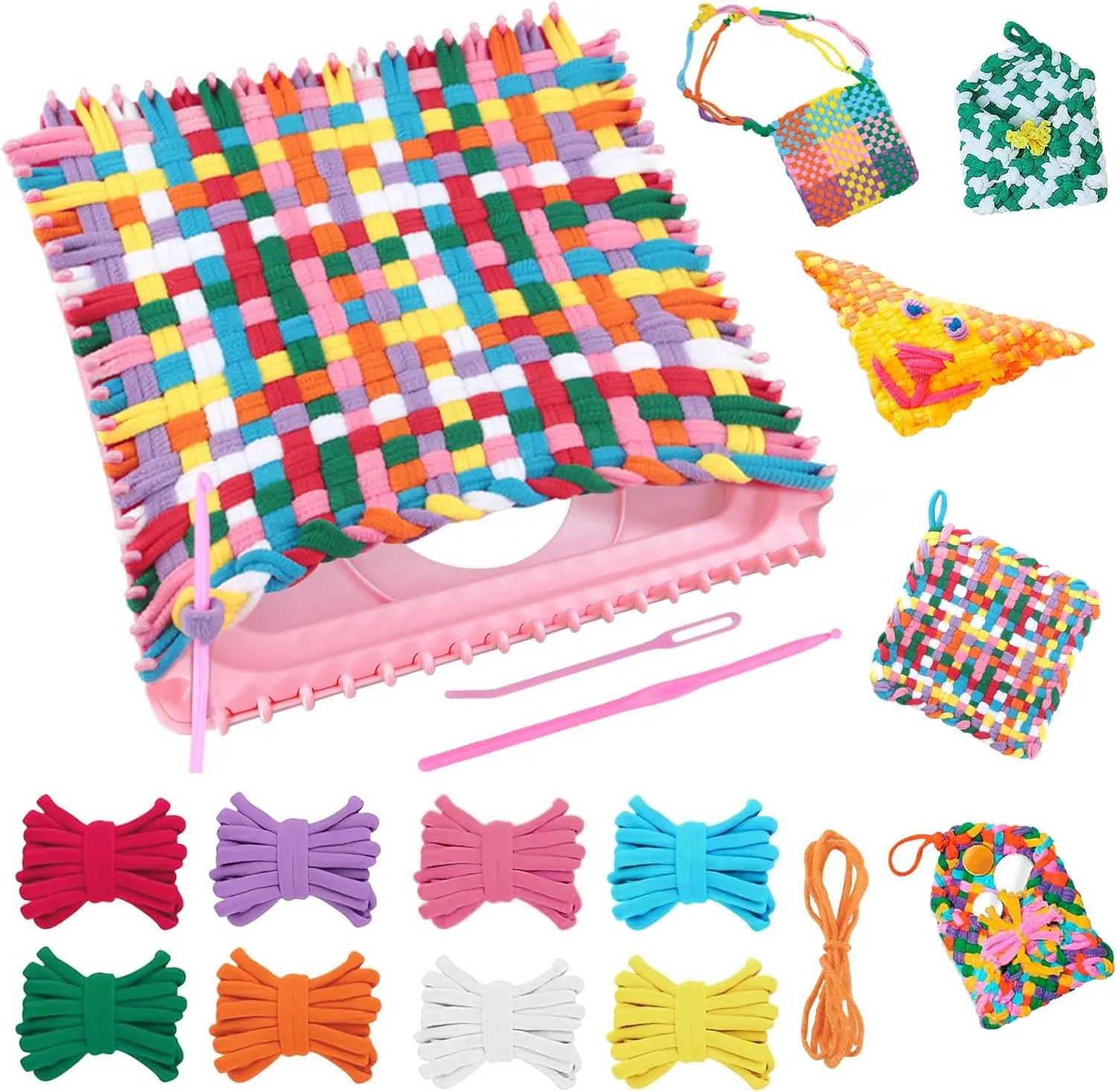 heqxwl Weaving Loom Kit Toys, 2-in-1 Square Buildable Loom Knitting Kits,DIY Crafts for Kids and Adults, Crafts for Girls Ages 6-8