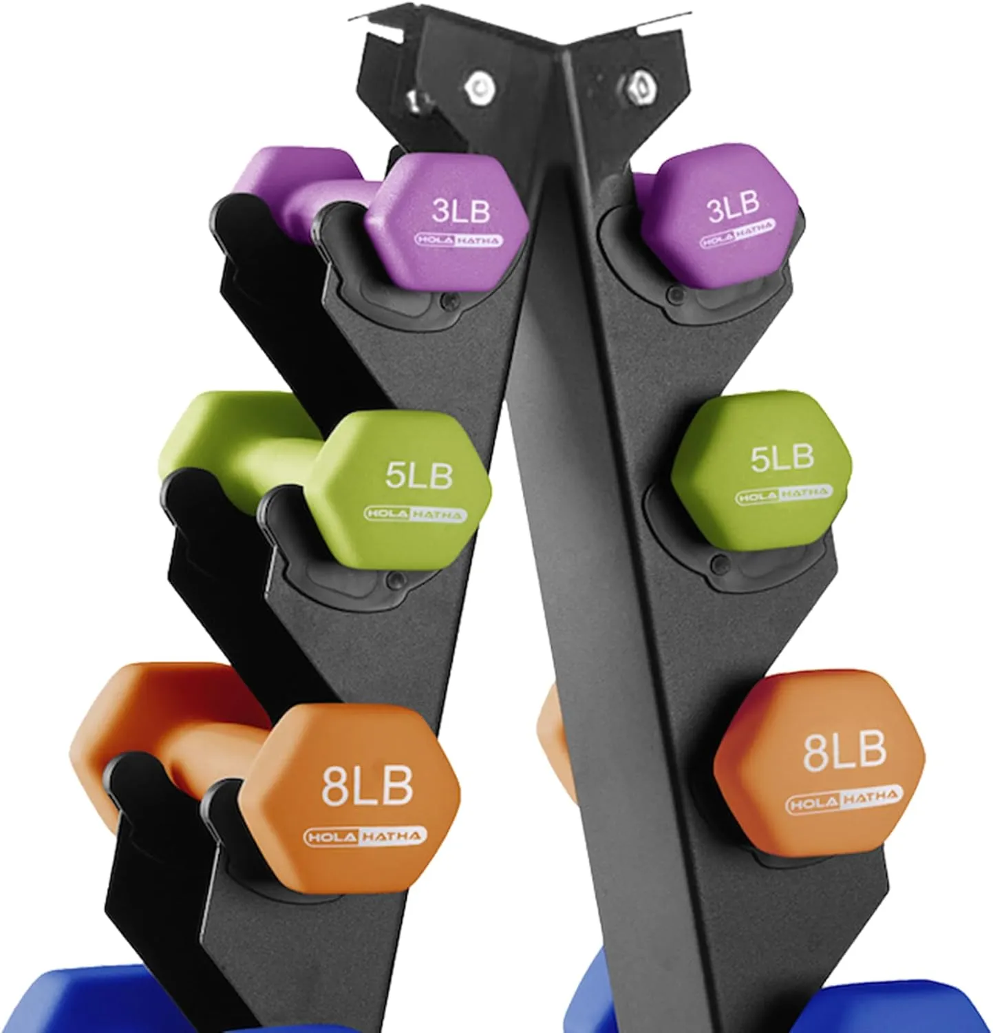 HolaHatha Neoprene Dumbbell Free Hand Weight Set with Rack, Ideal for Home Exercises to Gain Tone and Definition