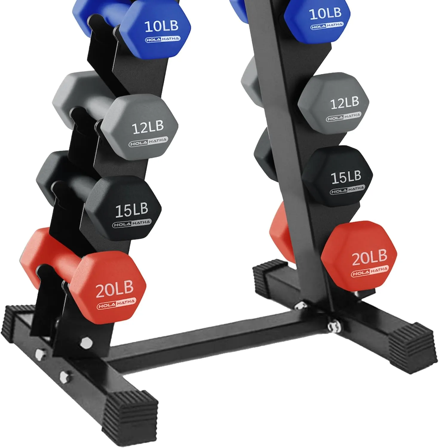 HolaHatha Neoprene Dumbbell Free Hand Weight Set with Rack, Ideal for Home Exercises to Gain Tone and Definition