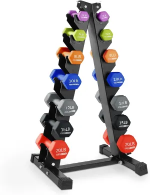 HolaHatha Neoprene Dumbbell Free Hand Weight Set with Rack, Ideal for Home Exercises to Gain Tone and Definition