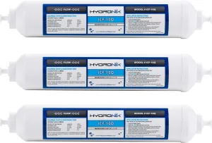 Hydronix ICF-10Q/3 Inline Post Activated Carbon Water Filter Replacement Cartridge with 1/4-Inch Quick Connect for Refrigerator, Ice Maker, RO Reverse Osmosis System, 2000 Gallons (3 Pack)