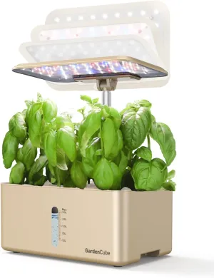 Hydroponics Growing System Garden: 8 Pods Indoor Herb Garden with Grow Light Plants Germination Kit Quiet Automatic Hydroponic Height Adjustable - Gardening Gifts for Women Kitchen Gold