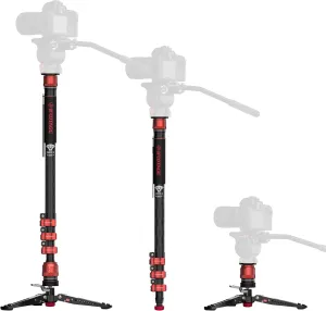 IFOOTAGE Cobra 3 Carbon Fiber Monopod with Pedal, 71" Professional Mono pod for Cameras, Portable Travel Mono Pod with Feet, Max Load 17.64 lbs, Compatible with Sony Canon Nikon DSLR Camera, C180F-P
