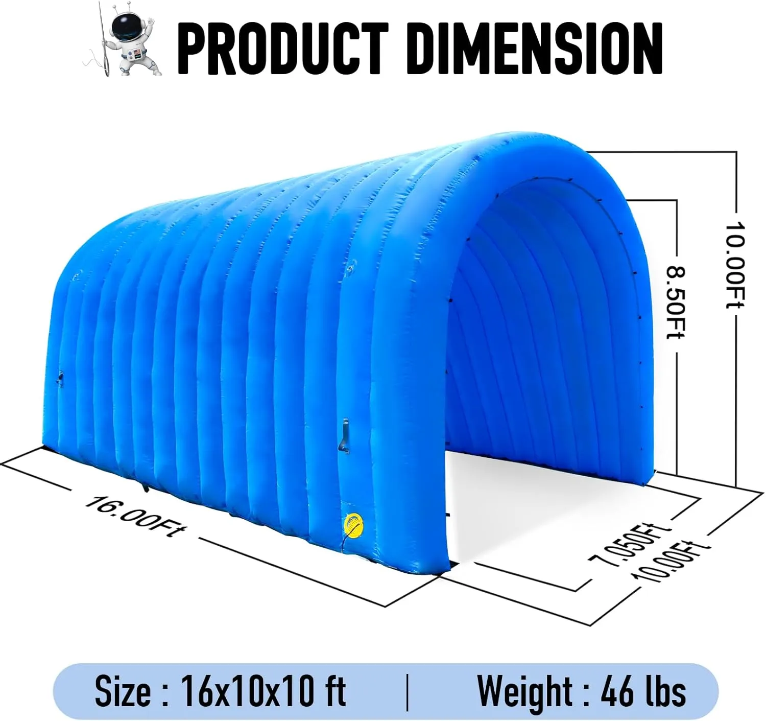 Inflatable Tunnel Sports Tunnel Entrance with Internal Blower Inflatable Tunnel Tent for Business Advertising Event Exhibition Promotion,Street,Shop,Supermarket,School(16x10x10ft)