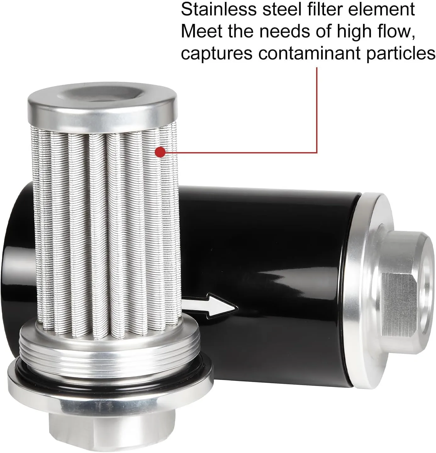 Inline Fuel Filter 100 Micron with 6AN 8AN 10AN Adapter&Bracket Clamp 50MM Universal
