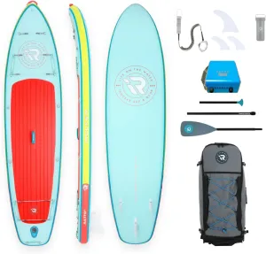 iROCKER All Around 11 7.0 Inflatable Stand Up Paddle Board Premium SUP and Accessories - Made for All Skill Levels - Speed and Stability