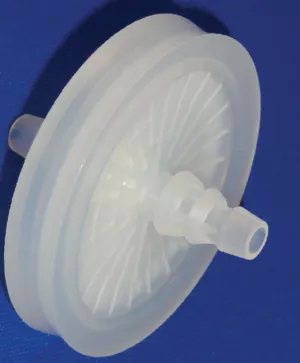 I.W. Tremont IWT-ES10500 PTFE inline membrane filter, 50mm dia, porosity 0.22µm, STERILE filter with 1/4" to 3/8” barb ports, 10 pack