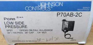 Johnson Controls P70AB-2C All-Range Control for Non-Corrosive Refrigerants, Single-Pole, Single-Throw, Open Low, 100 psi Maximum Working Pressure, 36" Capillary, 1/4" Flare Nut