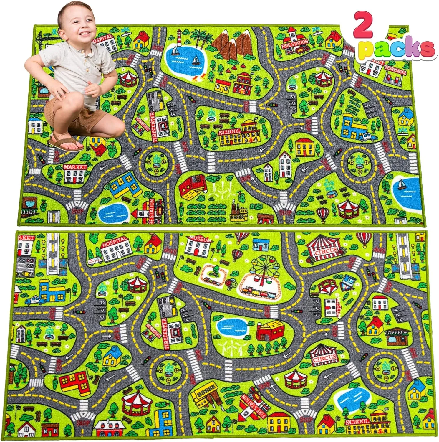 JOYIN Play Mat 80 x 150 cm for Children from 3 Years Old Large Circuit Mat for Games Room