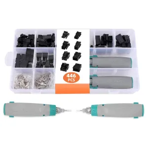 JRready ST6489 Micro-Fit 3.0 Dual Row 2 4 6 8 Pin Connector kit,w/Terminal Pin 20-24 AWG,Molex Extraction Tool,Compatible with Molex Micro-Fit 3.0 Connector,3.0mm Pitch,Free Hanging
