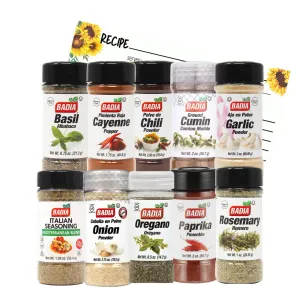 June Street Market New Kitchen Starter 10 Piece Gift Set with Basil, Cayenne, Chili Powder, Cumin, Garlic, Italian, Onion Powder, Oregano, Rosemary, Paprika and Blank Recipe Cards (style may vary)