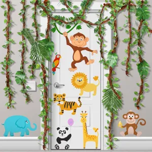 Jungle Themed Party Decorations Wildlife Park Jungle Leaf Decorations with Kraft Paper Artificial Ivy Green Leaf Garland Fake Tropical Palm Leaves for Indoor Outdoor Forest Party Supplies