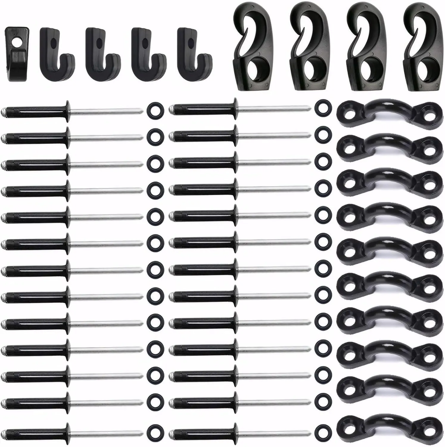 Kayak Accessory Kit with Stainless Steel Rivets – Durable Tie-Down Loops & Anchors for Secure Rigging, Repair, and Customization