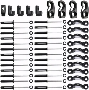 Kayak Accessory Kit with Stainless Steel Rivets – Durable Tie-Down Loops & Anchors for Secure Rigging, Repair, and Customization