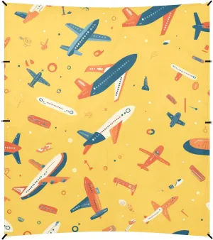Kids Pattern Airplanes Colorful Beach Cabana UPF50  Waterproof Outdoor Sun Shade with Sand Pockets for Backyard, Grassland, Park