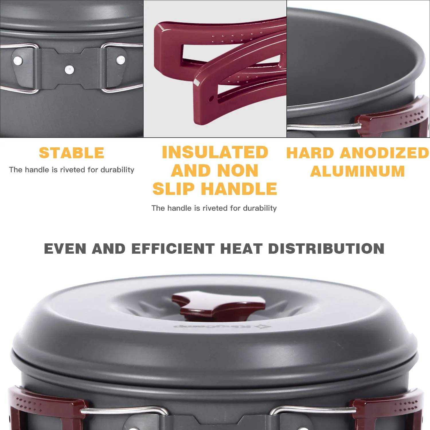 KingCamp Climber III Hard-anodized Aluminum Cookware Set