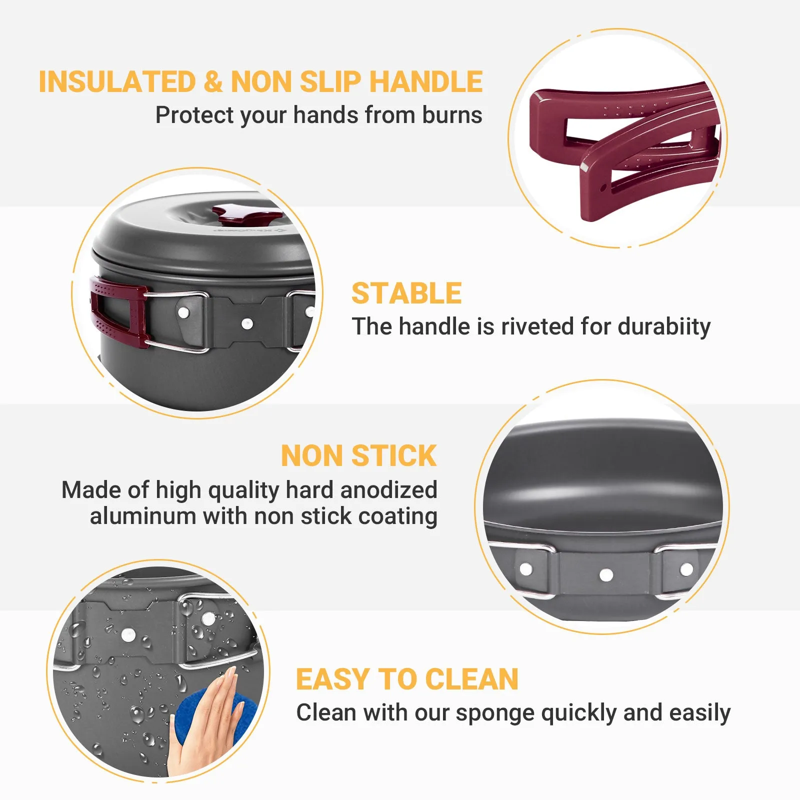 KingCamp Climber III Hard-anodized Aluminum Cookware Set