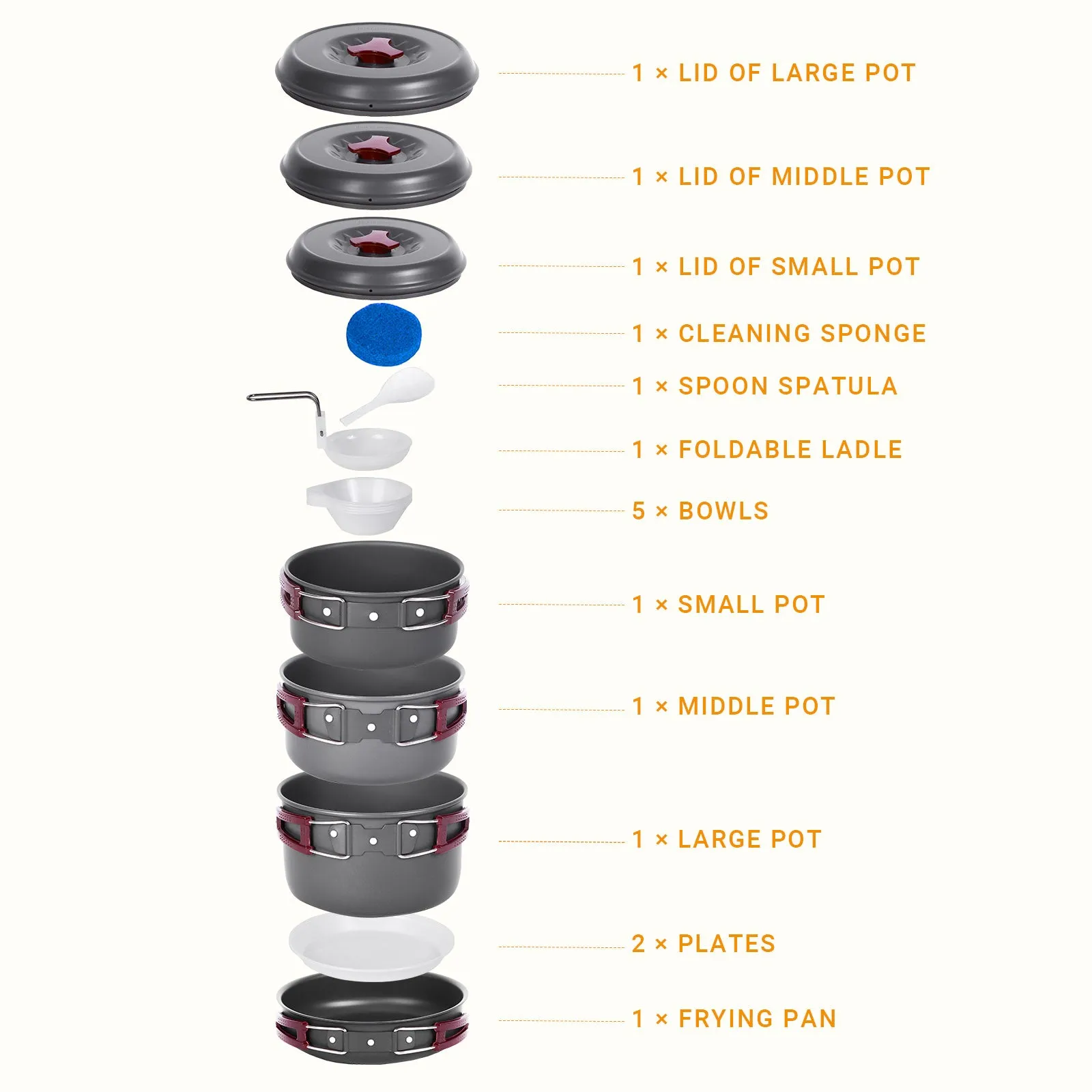 KingCamp Climber III Hard-anodized Aluminum Cookware Set
