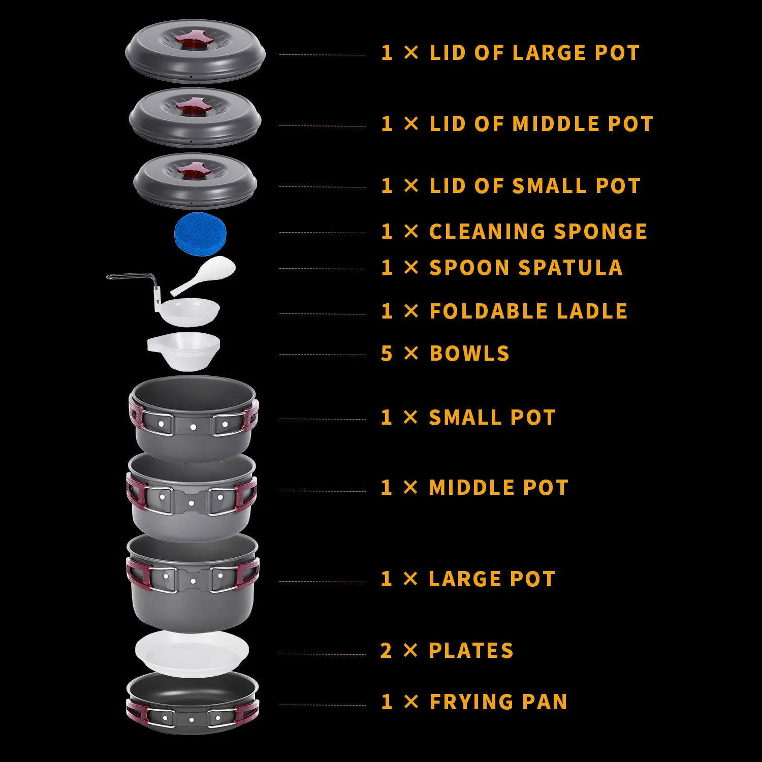 KingCamp Climber III Hard-anodized Aluminum Cookware Set