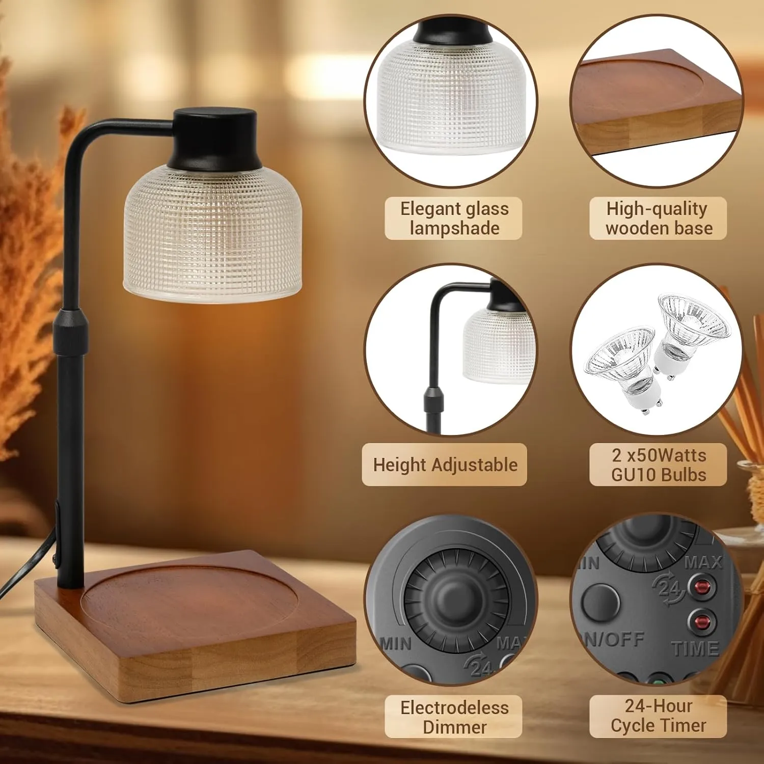 KLL Candle Warmer Lamp with Timer: Home Decor House Warming Gifts for New Home - Birthday Gifts for Women Mothers Day Birthday - Wax Melt Warmer for Jar Candles with 2 Bulbs