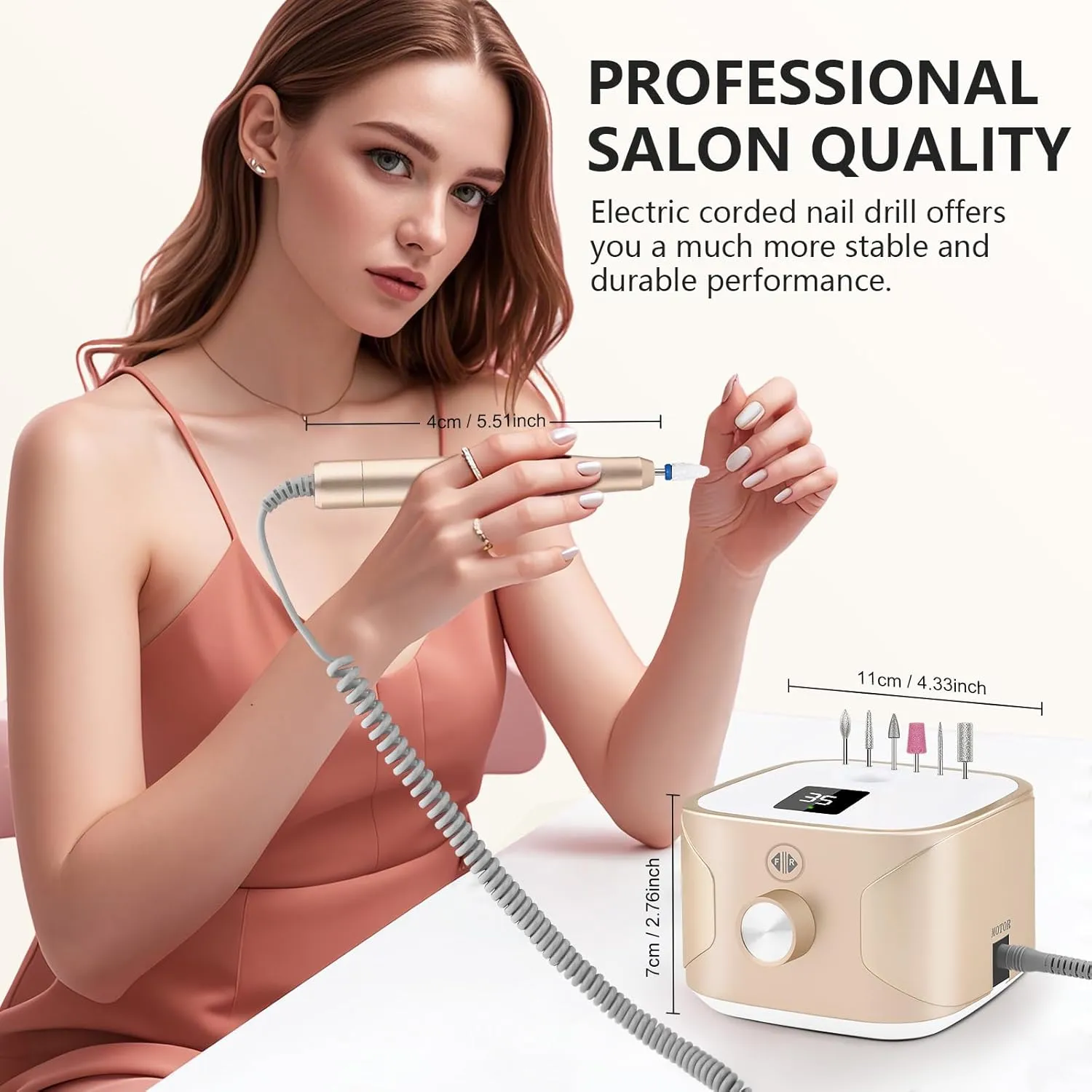 Kredioo Nail Drill Professional Electric 35000RPM Nail Drill Machine Kit Remove Gel Nails Acrylic Polish Thick Toe with 11 Sanding Bits E File Set