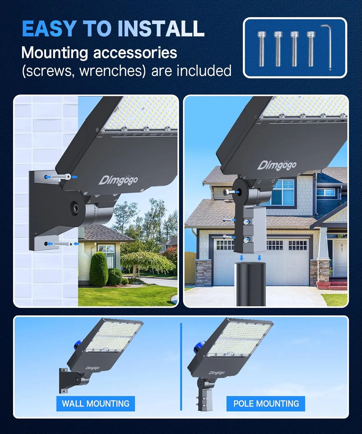 LED Parking Lot Light - 35000LM 240W Street Lights Dusk to Dawn Outdoor Lighting Commercial with Photocell, 6500K LED Flood Light Outdoor Waterproof with Slip Fitter Mount