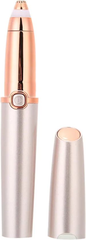 Lipstick Shaped Electric Eyebrow Trimmer - Mini Portable Women Eyebrow Shaver with Safe Arc Vane/Wing, Rose Gold for Precise Hair Removal