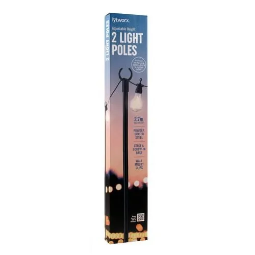 Lytworx Adjustable Light Poles - 2 Pack/Max Height 2.7m