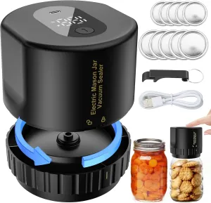 M13 Auto Electric Mason jar Vacuum Sealer - 2025 Upgrade Smart Vacuum Sealer for Jars with Wide and Regular Mouth Canning Jar Lids Portable - Easy to Use - for Mason jar vacuum sealer kit