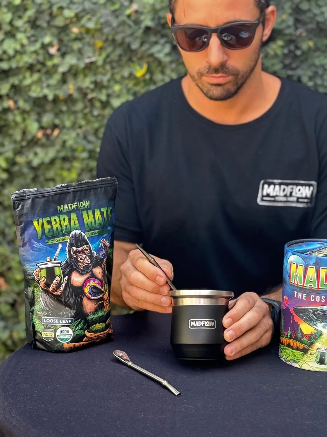 MADFLOW Yerba Mate Cup. Stainless Steel Mate Cup with 2 Bombillas. Double Wall Vacuum Insulated Yerba Mate Gourd. Unique Mate Cup And Bombilla Set