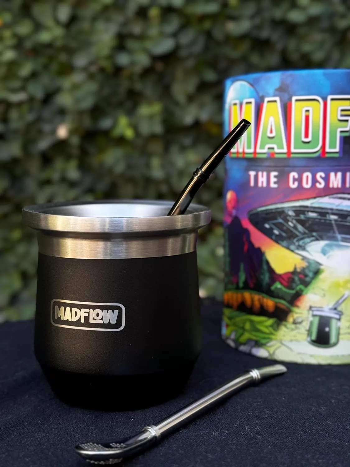 MADFLOW Yerba Mate Cup. Stainless Steel Mate Cup with 2 Bombillas. Double Wall Vacuum Insulated Yerba Mate Gourd. Unique Mate Cup And Bombilla Set