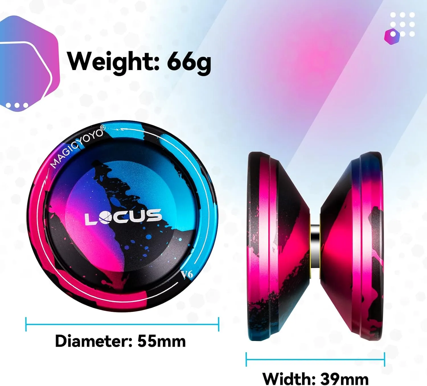MAGICYOYO V6 Professional Responsive Yoyo for Kids Beginner, Dual Purpose YoYo with Unresponsive Yo-yo Bearing for Fingerspin Tricks   All Yoyo Kits   12 Yoyo Strings, Bag (Black Pink Blue)