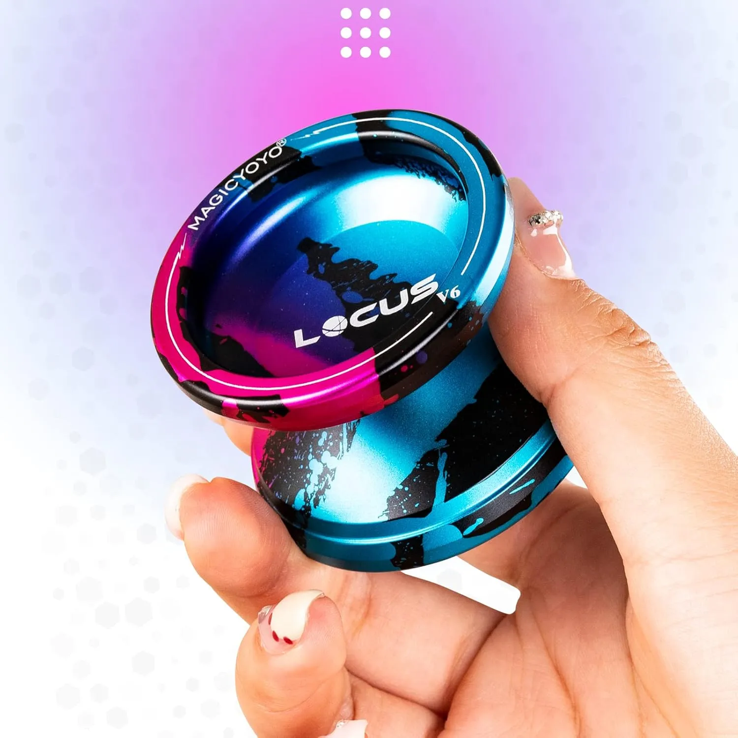 MAGICYOYO V6 Professional Responsive Yoyo for Kids Beginner, Dual Purpose YoYo with Unresponsive Yo-yo Bearing for Fingerspin Tricks   All Yoyo Kits   12 Yoyo Strings, Bag (Black Pink Blue)