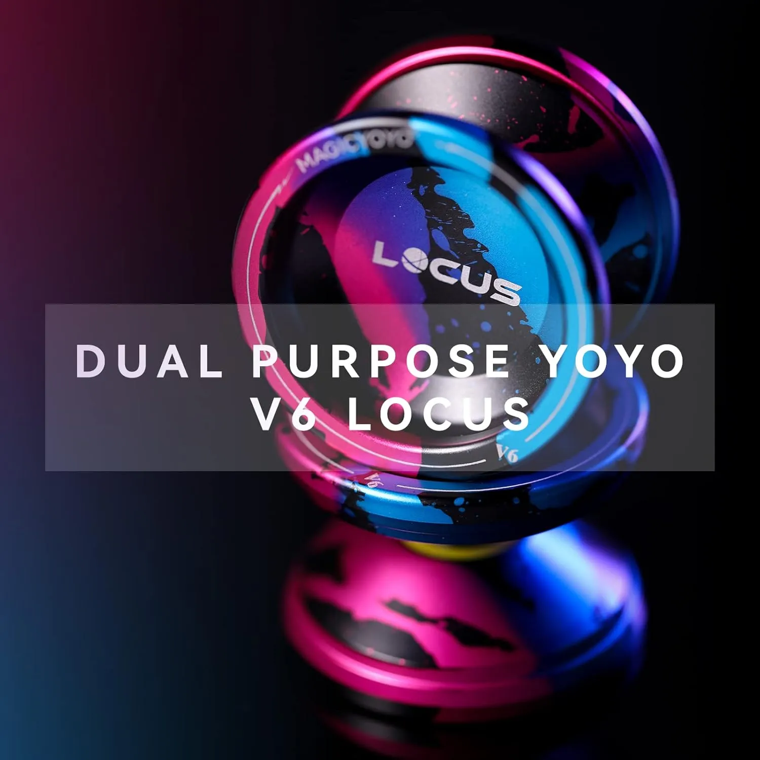 MAGICYOYO V6 Professional Responsive Yoyo for Kids Beginner, Dual Purpose YoYo with Unresponsive Yo-yo Bearing for Fingerspin Tricks   All Yoyo Kits   12 Yoyo Strings, Bag (Black Pink Blue)