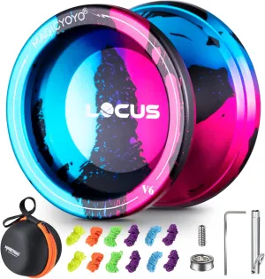 MAGICYOYO V6 Professional Responsive Yoyo for Kids Beginner, Dual Purpose YoYo with Unresponsive Yo-yo Bearing for Fingerspin Tricks   All Yoyo Kits   12 Yoyo Strings, Bag (Black Pink Blue)