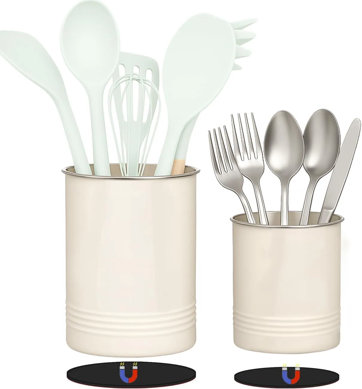 Magnetic RV Utensil Holder - Space-Saving Camper Accessories for RV Kitchen Organization - Strong Magnet Base for Secure Storage, No-Drill Utensil Organizer for Camping & Travel Trailers - 2 Pack