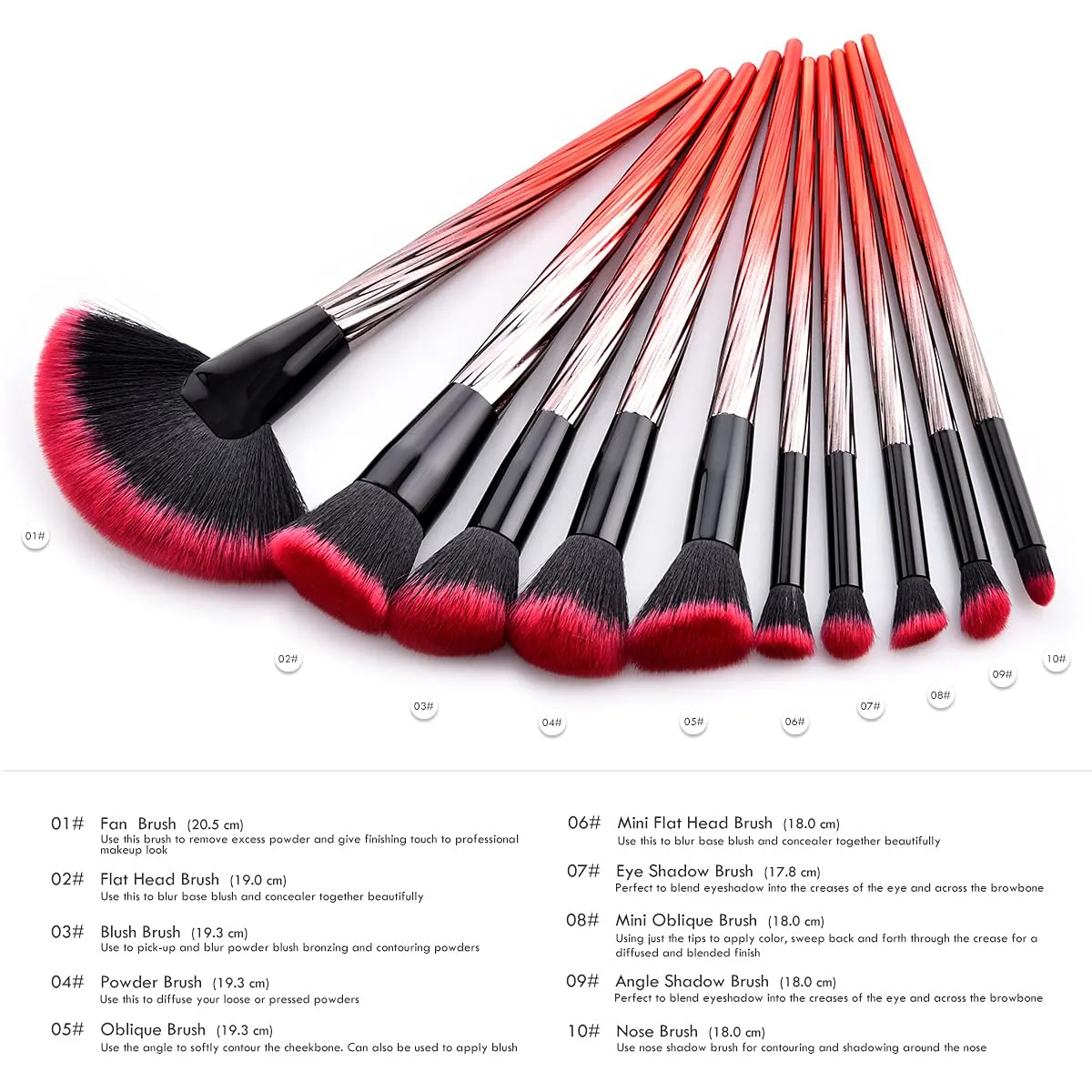 Makeup Brush Set Fashion Professional Makeup Brushes, Gradient Color Premium Synthetic Fiber Comprehensive Face Make Up Brush Kit for Foundation Powder Blush Contour Eyeshadow Concealer Portable Applicator Brush Tools 35-3