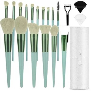 Makeup Brush Set Makeup Brushes with Case 20PCs Professional Makeup Brush Set, Foundation Powder Eyeshadow Brush Set Quality Makeup Tool(Green)