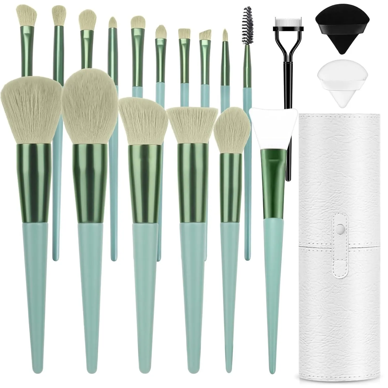 Makeup Brush Set Makeup Brushes with Case 20PCs Professional Makeup Brush Set, Foundation Powder Eyeshadow Brush Set Quality Makeup Tool(Green)