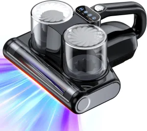 Mattress Vacuum Cleaner, 16Kpa Bed Vacuum Cleaner with 253.7nm UV-C Light & HEPA Filter & Heating & Ultrasonic Quintuple Tech & 30000 RPM/Min Brushroll Rotation, 500W, Corded