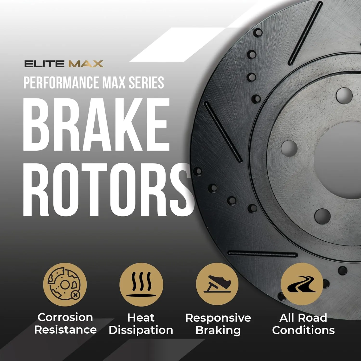 Max Advanced Brakes Front & Rear Brake Kit Compatible With 2017 2018 2019 2020 Mitsubishi Outlander AWD Replacement Drilled Slotted Black Coated Disc Brake Rotors and Ceramic Brake Pads