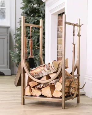 Mayfair Brass Fire Tools and Log Storage Unit
