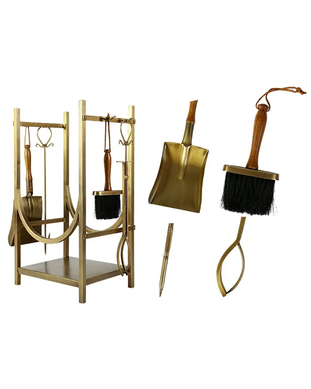 Mayfair Brass Fire Tools and Log Storage Unit